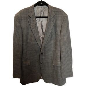 Chaps Men's Wool Sport Coat Black/Brown/Gray Houndstooth Size 44L